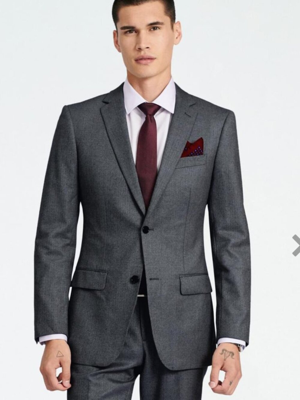 Stafford Essentials Men Suit 50 RG Gray (20W) Coat R/2Butt Pleaded Cuffed Wool